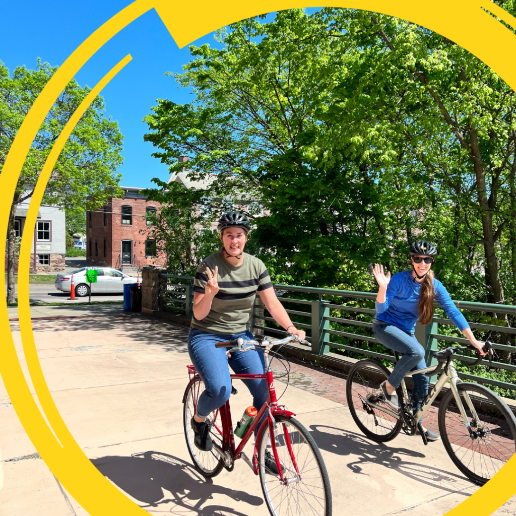 KBF staffers happily riding their bikes to work on a beautiful day in Burlington VT